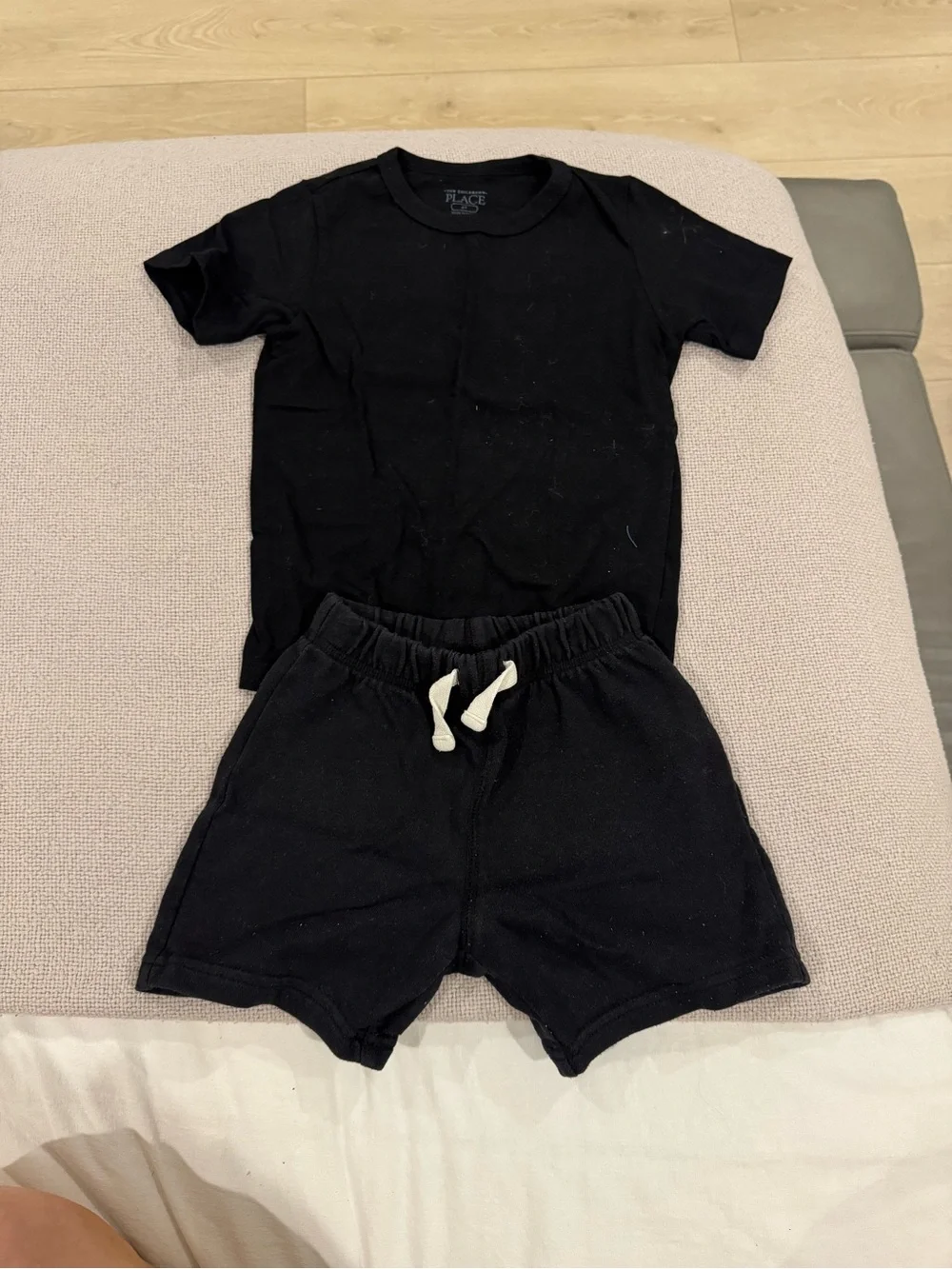 The Children's Place Black Shorts with Cream Drawstring